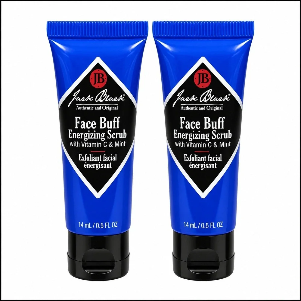 Jack Black Face Buff Energizing Scrub Vitamin C & Mint 0.5oz Travel Size 2 Pack